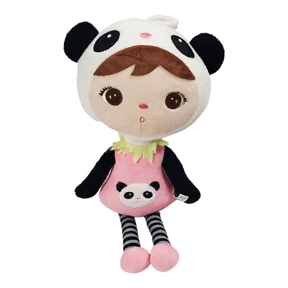 Primo Passi Me Too Plush Jiabo Doll Panda Bear Black Pink Soft Toy Loveable